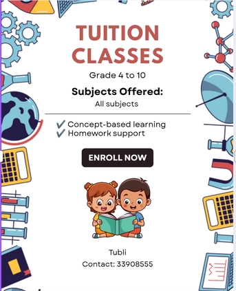 Isa Town, Lessons Offered, Tuition Available For CBSE GRADE 4 TO 10