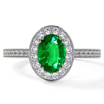 New York, Jewelry, USD 1745,  Buy 0.82cttw Lab Grown Emerald Ring With Prong Set Diamonds