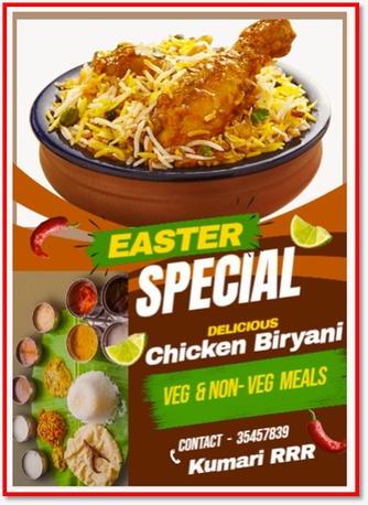 Hoora, Catering, EASTER SPECIAL DELICIOIUS BIRYANI, VEG & NON-VEG MEALS