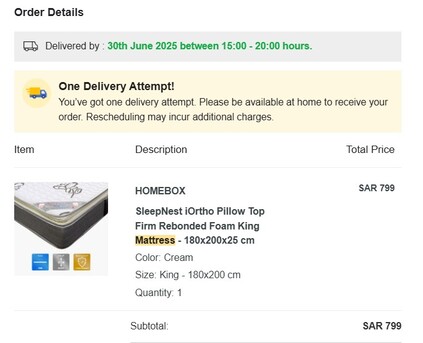 Umm Al Hamam, Furniture, SAR 600,  King Mattress For Sale  Almost Brand New Condition HomeBox.