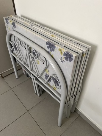 Al Rakah Al Shamaliyah, Furniture, SAR 150,  Single Cot With Mattress &ndash; Foldable, Space Saving, Excellent Condition (Final Exit Sale)