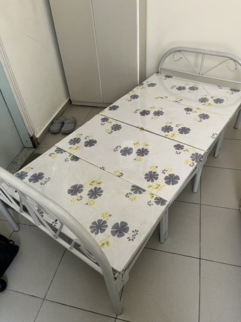 Al Rakah Al Shamaliyah, Furniture, SAR 150,  Single Cot With Mattress &ndash; Foldable, Space Saving, Excellent Condition (Final Exit Sale)
