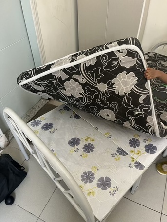Al Rakah Al Shamaliyah, Furniture, SAR 150,  Single Cot With Mattress &ndash; Foldable, Space Saving, Excellent Condition (Final Exit Sale)