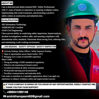Riyadh, Job Seekers, HSE Officer/Safety Officer (Construction) 5+ Years Experience | Multi-Skilled Professional