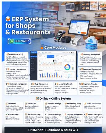 Hoora, Computers, BHD 120,  🚀 All-in-One ERP & POS System: Seamless Online & Offline Solutions For Shops & Restaurant
