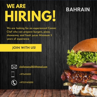 Manama, Jobs, Burger And Showrma Juice Chef