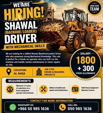 Dammam, Jobs, Loader (shawal Driver )(Mechanical Knowledge Also )