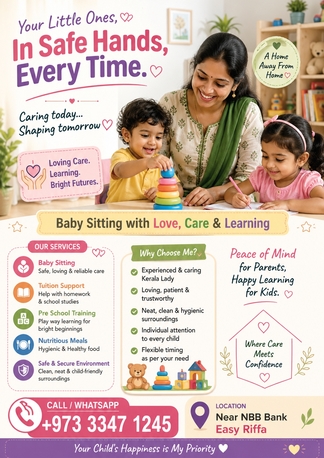 East Riffa, Daycare, Baby Sitting With Tution Facilities