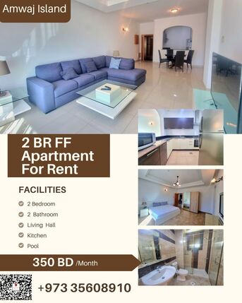 Amwaj Islands, Apartments/Houses, BHD 350/month,  Furnished,  2 BR,  115 Sq. Meter,  Delightful 2 BR FF Apartment With WIFI Amwaj Isalnd