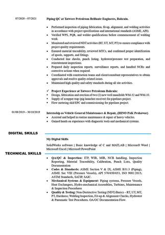 Jubail, Job Seekers, QC Piping Inspector/Supervisor