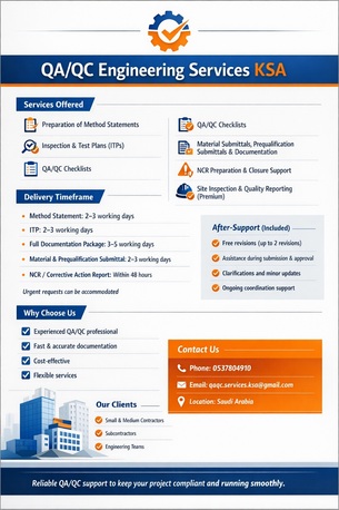Riyadh, Construction, Professional QA/QC Engineering Services In Saudi Arabia | خدمات QA/QC احترافية في السعودية