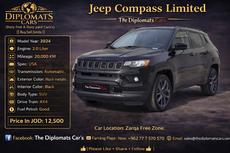 Amman, Vehicles, Cars & Trucks , JOD 12500,  Jeep Compass Limited,  2024,  Automatic,  20000 KM,  Duty Free