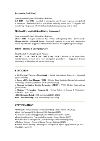 Riyadh, Job Seekers, Physiotherapist / Physical Therapist