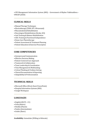 Riyadh, Job Seekers, Physiotherapist / Physical Therapist