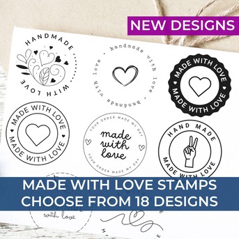 New York, Materials, USD 8,  Handmade With Love Stamp Custom Business Branding Stamp