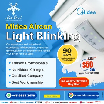 Singapore, Air Conditioners, SGD 50,  Midea Aircon Light Blinking
