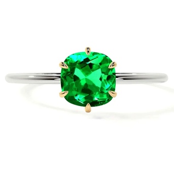 New York, Jewelry, USD 4977,  Shop Emerald Stone Rings &ndash; Petite Two Tone Emerald Ring AAAA Quality