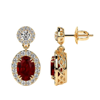 New York, Jewelry, USD 6524,  14k Yellow Gold Ruby Stud Earring - Shop Now
