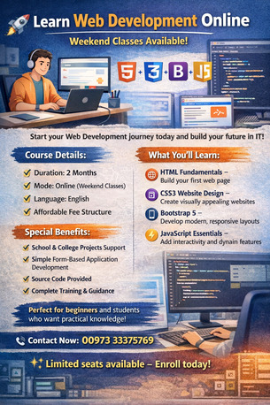 Diplomatic Area, Lessons Offered, 🚀 Learn Web Development Online &ndash; Weekend Classes Available!