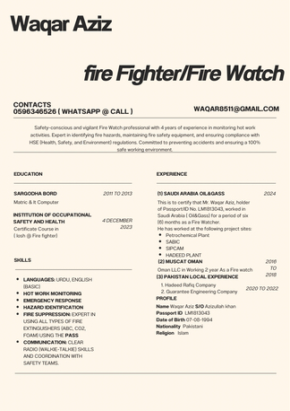 Jubail, Job Seekers, FIRE WATCH