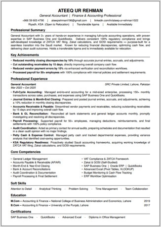 Abha, Job Seekers, Hiring-Ready General Accountant | SAP Business One | QuickBooks | VAT | GOSI | Transferabl