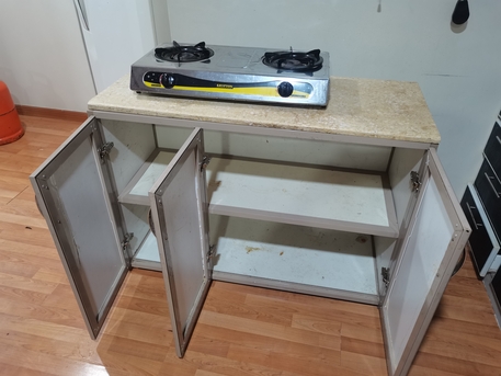 Jubail, Household Items, SAR 600,  Washin Machine, A Kitchen Cabinet With A Marble Countertop, And A Portable Gas Stove