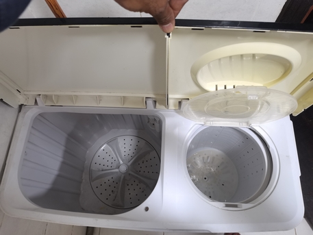 Jubail, Household Items, SAR 600,  Washin Machine, A Kitchen Cabinet With A Marble Countertop, And A Portable Gas Stove