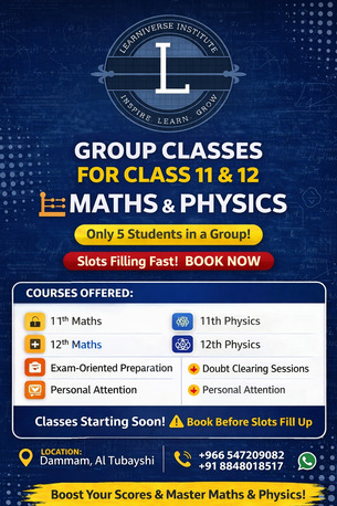 Dammam, Lessons Offered, Python Tuition For Class 11 & 12 , 5 Students In A Group Class, Book Before Slot Filled