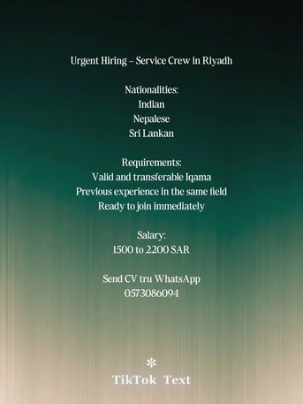 Al Malqa, Jobs, Urgent Hiring For Service Crew And Cleaner