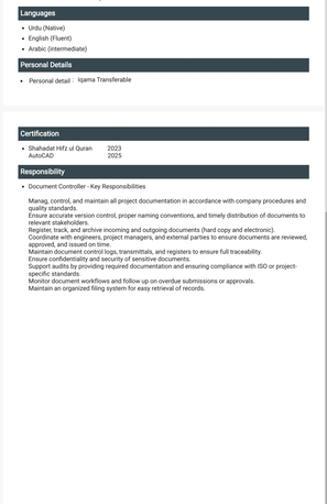 Jeddah, Job Seekers, Data Entry/ Document Controller