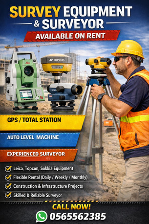 Riyadh, Construction, Survey Equipment & Surveyor For Rent | Leica, Topcon, Sokkia Available