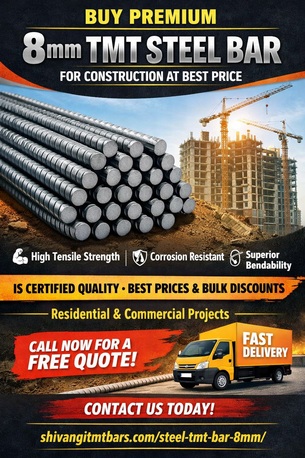 Mumbai, Materials, Buy Premium 8mm TMT Steel Bar For Construction At Best Price