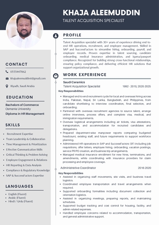 Riyadh, Job Seekers, Senior HR Officer With 30+ Years Experience - Riyadh