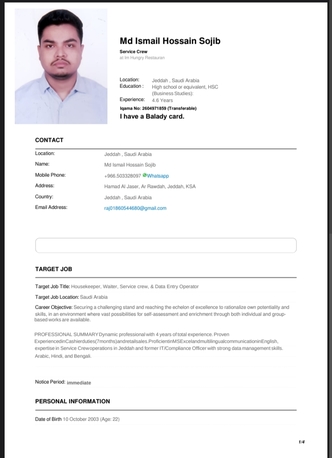 Jeddah, Job Seekers, Service Crew /Team Member /waiter/Housekeeping