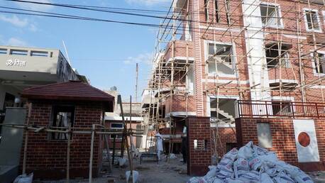 Jaipur, Construction, Exterior Wall Elevation With Brick Cladding And 8 Hole Bricks