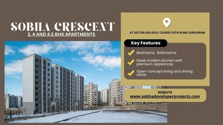 Gurgaon, Real Estate For Sale, 2 BR,  Sobha Crescent Sector 63A Gurugram &ndash; Where Comfort Meets Style