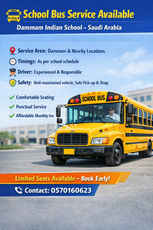Dammam, Travel, School Bus Service Available &ndash; Dammam Indian School
