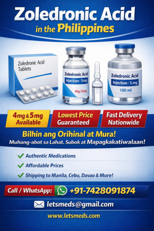 Quezon City, Health & Beauty Items, PHP 1,  Get  Genuine Zoledronic Acid Injection Online Philippines