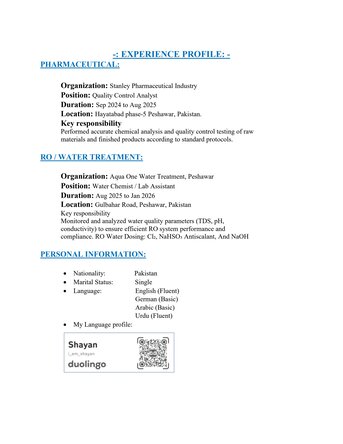 Riyadh, Job Seekers, Water Chemist, RO Plant Chemist, Water Quality Analyst, Chemical Dosing Operator, PH, TDS,