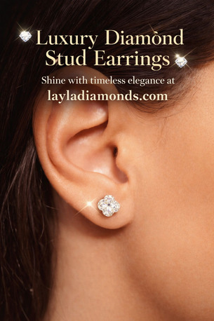 London, Jewelry, GBP 675,  Luxury Diamond Stud Earrings &ndash; Elegant Clover Design | Layla Diamonds