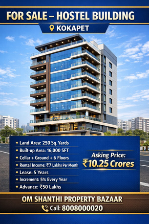 Kurnool, Offices, INR 102500000,  16000 Sq. Feet,  SALE OF COMMERICAL PROPERTY WITH HOSTEL AT KOKAPET