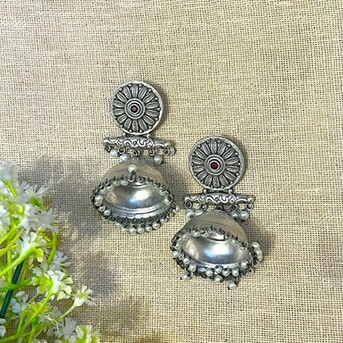 Ahmedabad, Jewelry, INR 700,  Trendy Oxidised Jhumka Earrings &ndash; Silver Look Statement Jewellery