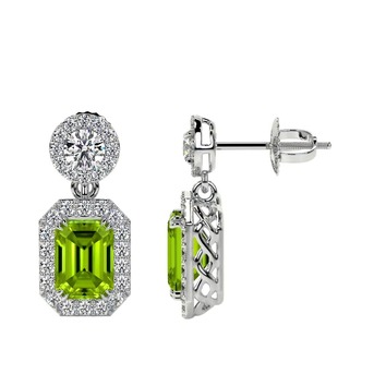 New York, Jewelry, USD 1853,  AAAA Quality Emerald Gemstone Earrings With Round Diamonds