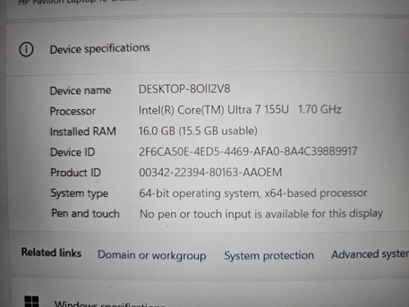 Riyadh, Computers, SAR 3200,  Hp Pavilion Laptop - Intel Core Ultra 7,16gb Ram,1 TB Nvme Storage,16" Full HD Display