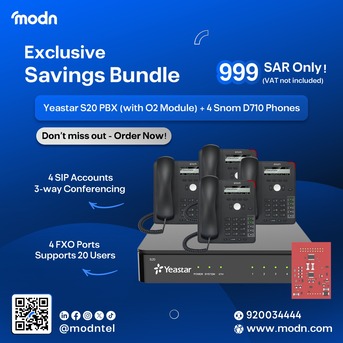 Riyadh, Appliances, SAR 999,  "عرض خاص: سنترال ياستار S20 PBX مع 4 هواتف سنوم D710 بـ 999