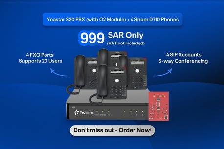 Riyadh, Appliances, SAR 999,  "عرض خاص: سنترال ياستار S20 PBX مع 4 هواتف سنوم D710 بـ 999