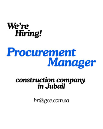 Jubail Industrial City, Jobs, Procurement Manager