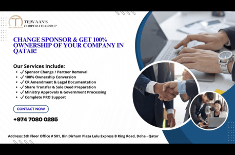Doha, Legal, Change Sponsor & Get 100% Ownership Of Your Company In Qatar!