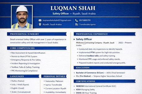 Riyadh, Job Seekers, HSE Officer Application &ndash; 2+ Years Experience