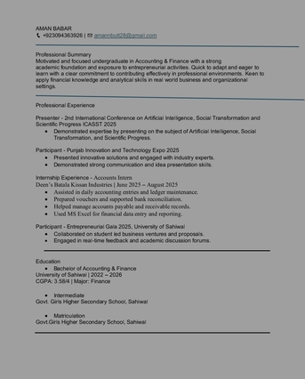 Jeddah, Job Seekers, Accounting & Finance Graduate Seeking Job